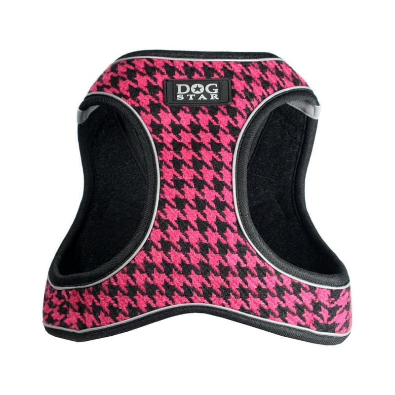 Barker's Bowtique Harnesses Houndstooth Pink & Blk Dog Harness Vest