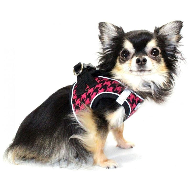 Barker's Bowtique Harnesses Houndstooth Pink & Blk Dog Harness Vest