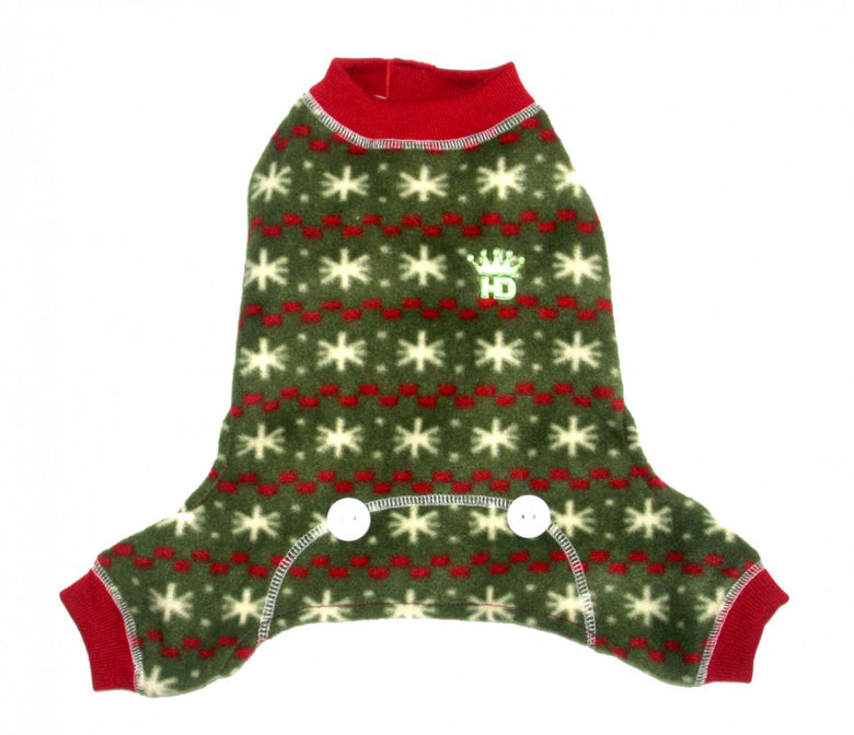 Fuzzy Winter Snowflake Green Warm Christmas Holiday Pet Jumper / Pajama