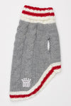 Gray Cable Knit with Red/White Turtleneck Winter Warm Dog Sweater