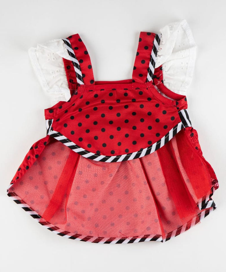 Barker's Bowtique Dresses Red Polka Dot with Stripes Apron Flutter Dog Dress