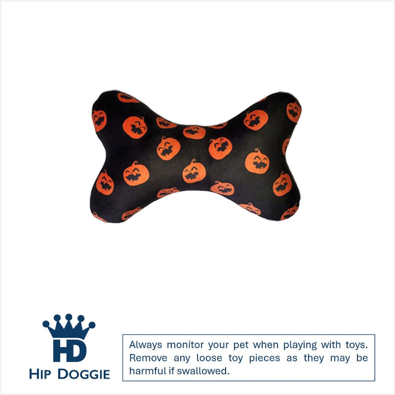 Lil Pumpkin Fall Season Halloween Plush Squeaky Bone Dog Toy - 2 Sizes