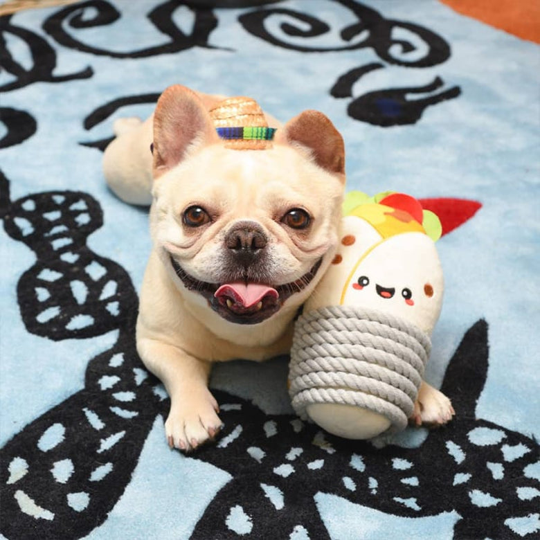 Hugsmart Products Inc dog toys Fiesta Chewsday Burrito Rope Plush Dog Toy