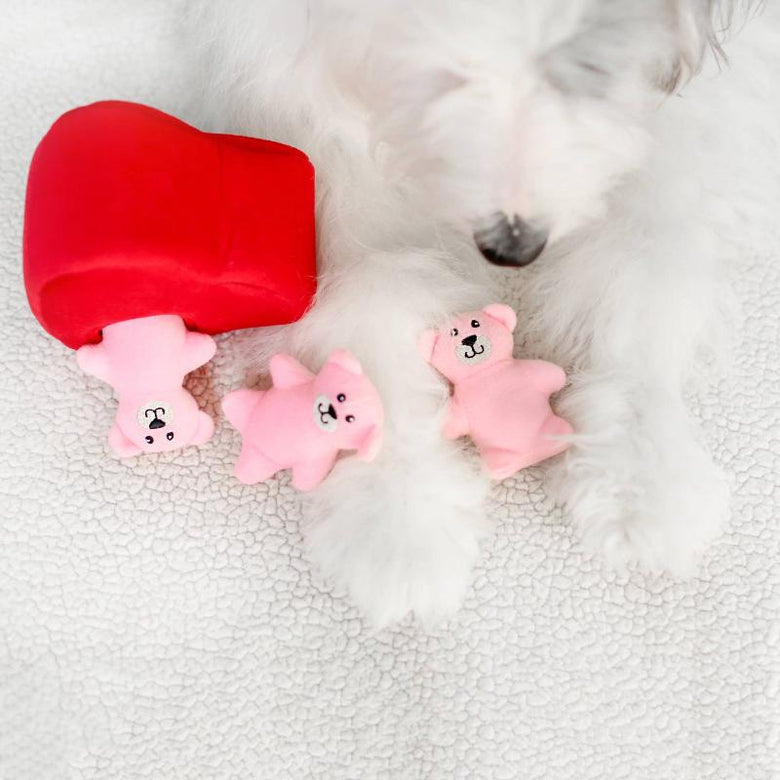 ZippyPaws dog toys Valentine's Burrow Heart 'n Bears Plush Squeak Interactive Dog Toy Set - 4 Pc