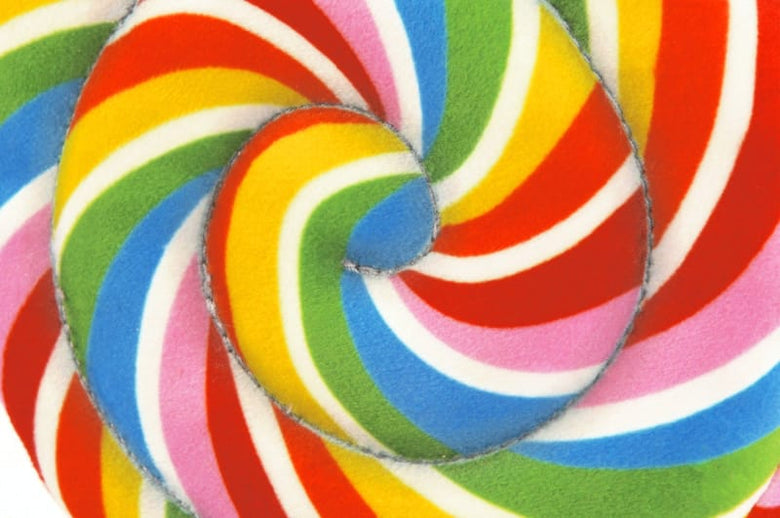 P.L.A.Y. Pet Lifestyle and You Dog Toys Snack Attack Lollipop Colorful Rainbow Plush Squeak Dog Toy