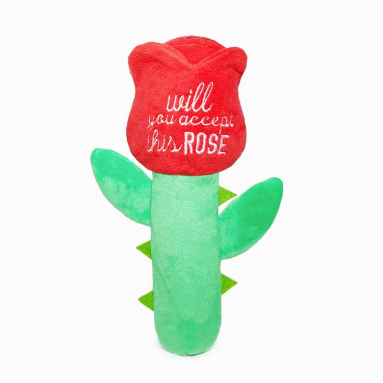Hugsmart Products Inc dog toys Woof Love Red Rose Plush Dog Toy