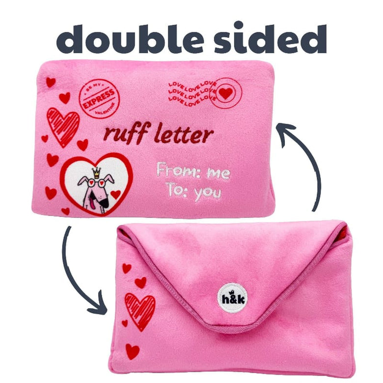 Huxley & Kent Dog Toys Seek 'n Treat Ruff Letter Valentine Plush Speak Dog Toy (Double-Sided)