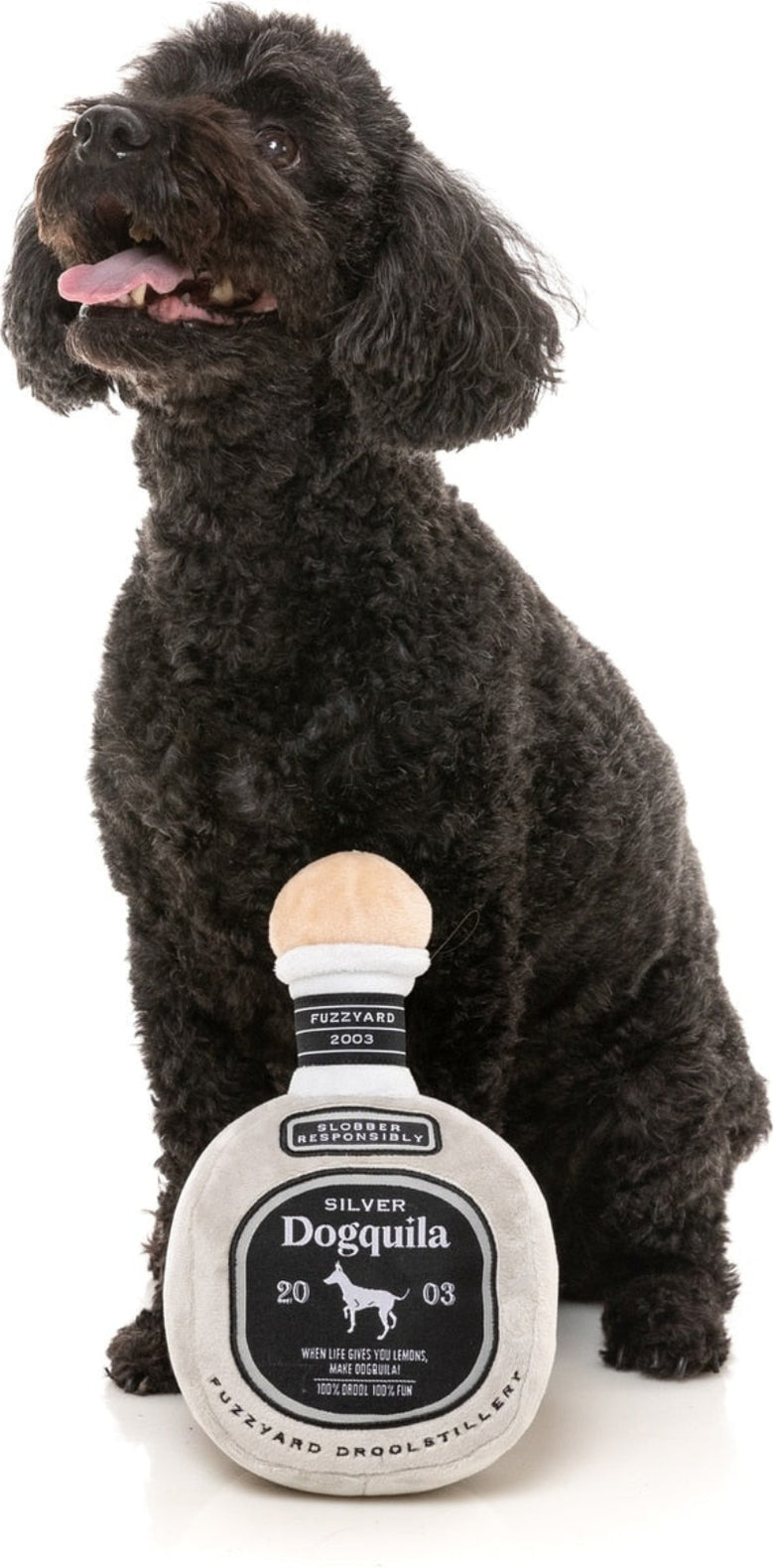 Silver Dogquila Bottle Plush Squeaky Dog Toy