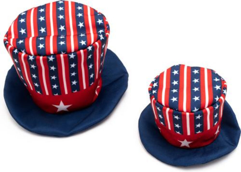 Uncle Sam Party Red White Blue Patriotic Canvas Crinkle Dog Hat / Toy - 2 Sizes
