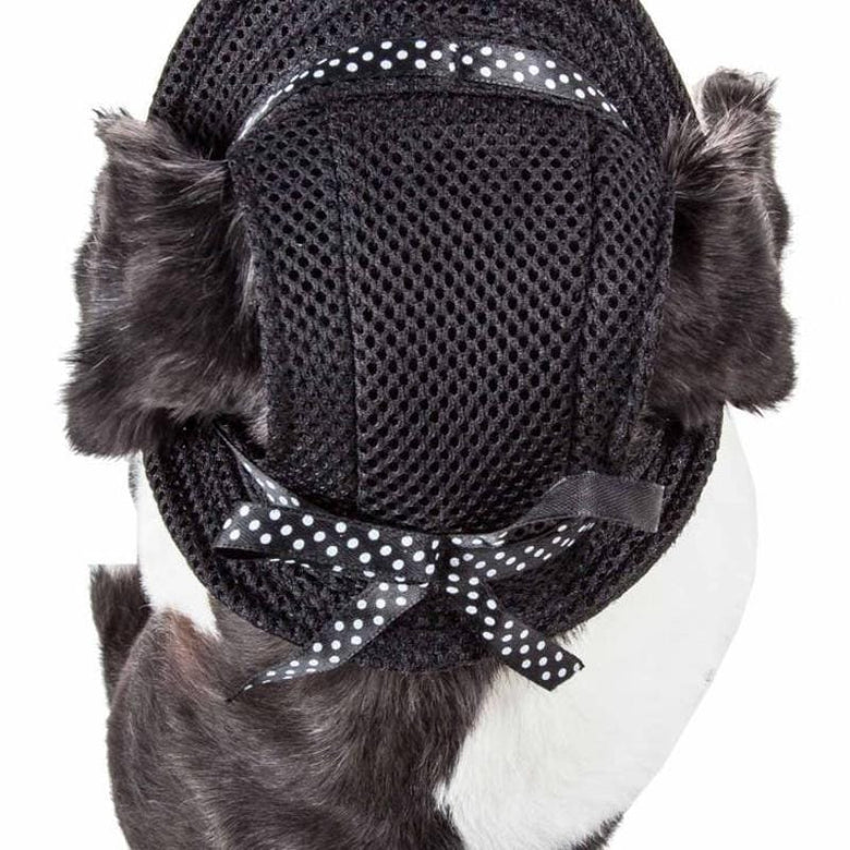 Pet Life Hats MD Sea Spot Sun UV Protectant Adjustable Black with Polka Dot Trim Pet Hat Cap