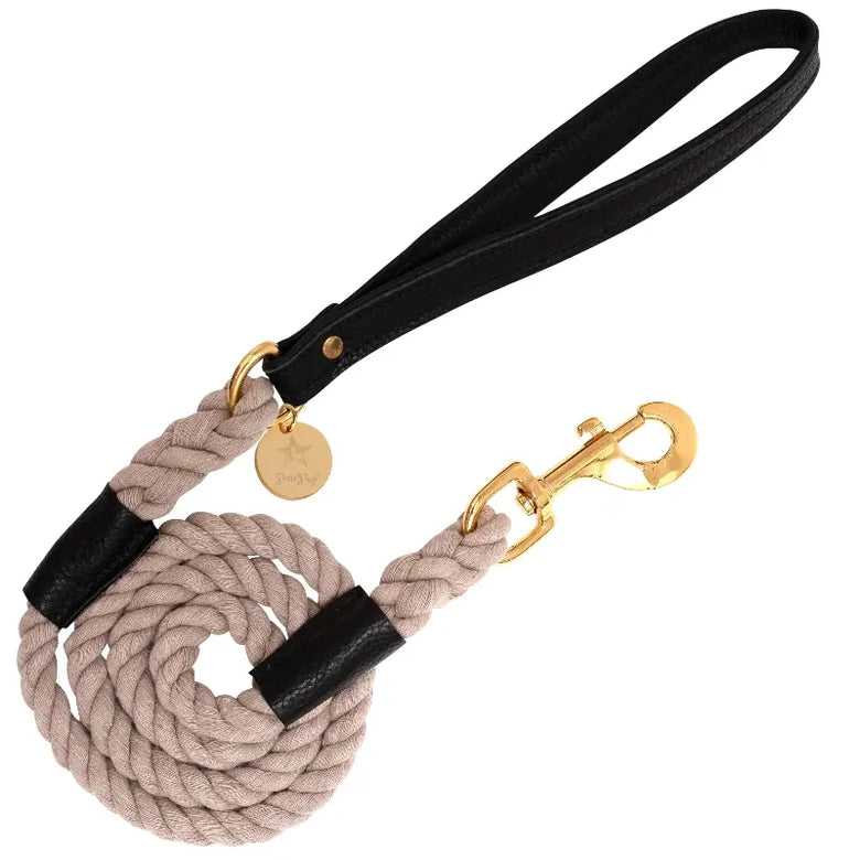 PoisePup Leashes Luxury Leather Dog Leash Dark Knight