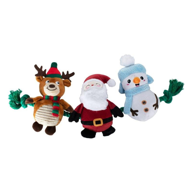 PetShop by Fringe Studio Toys Christmas Crew Holiday Plush Squeak Dog Toy Set