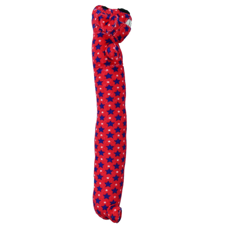 Patriotic Red Wht Blue Stars Loofa Plush Squeak 12β Dog Toy