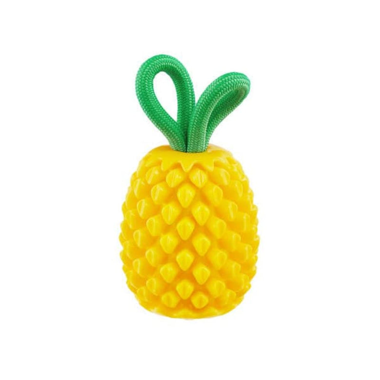 Outward Hound dog toys Dental Yellow Pineapple Interactive Rope Tug and Treat Dog Chew Toy