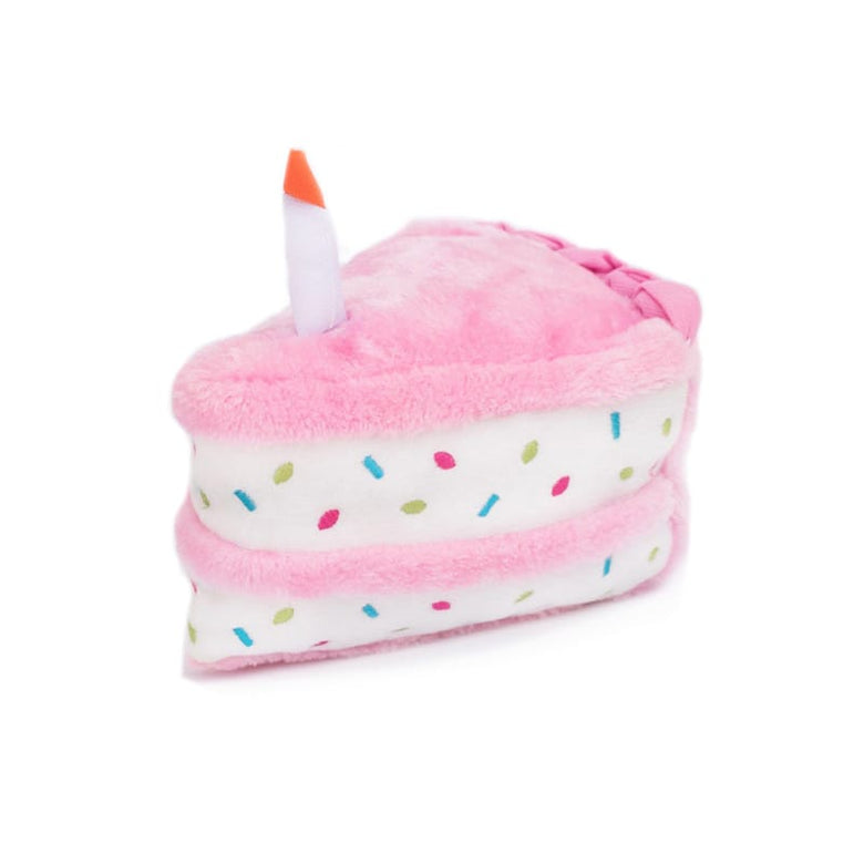 Zippypaws Toys Birthday Cake Pink Plush Squeak Dog Toy