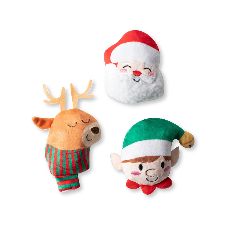 Christmas Never Sleigh Never Plush Squeaky Holiday Dog Toy Set - 3 Pc