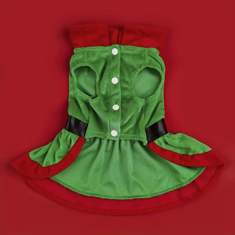 TMU - YIN DIGITAL SOLUTIONS GMBH Dog Apparel Holiday Green Peppermint Candy Button Dog Dress