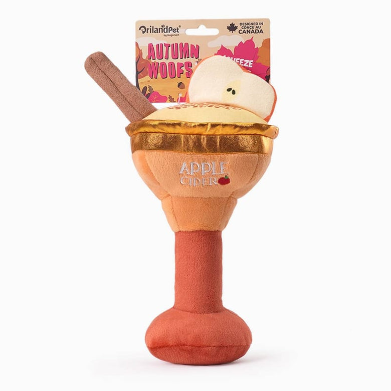 Hugsmart Products Inc dog toys Autumn Woofs Apple Cider Cocktail Plush Squeaky Dog Toy