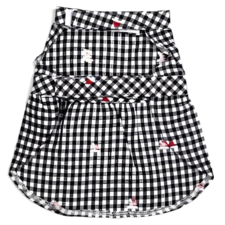 The Worthy Dog Dresses Check Black & White with Red Bow Holiday Santa Hats Dog Dress
