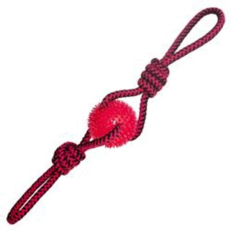SnugArooz dog toys Red Spikey Beast Baby Ball Rope Tug Dog Toy - 19"