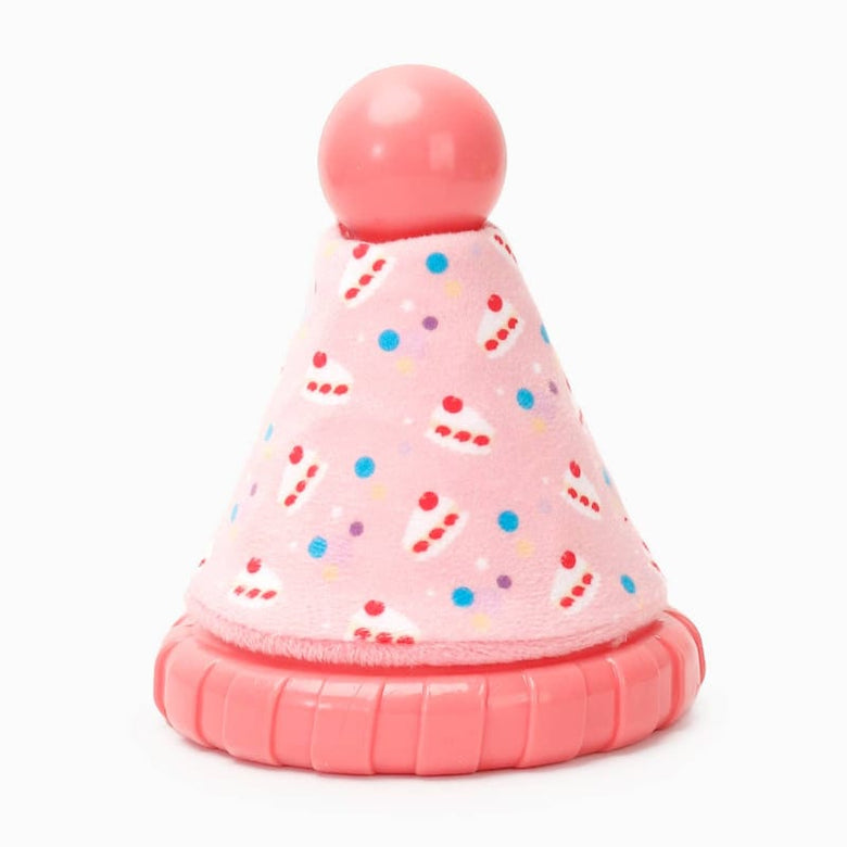 Hugsmart Products Inc dog toys Yappy Birthday Pink Party Hat TPR Rubber Dog Toy