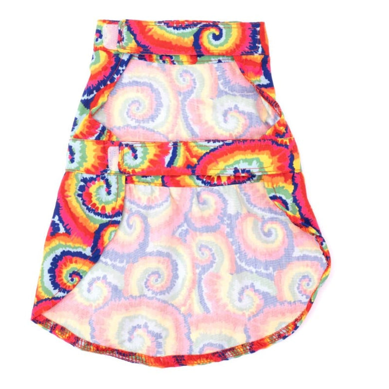 The Worthy Dog Dresses Kaleidoscope Colorful with Yellow Bow Dog Dress