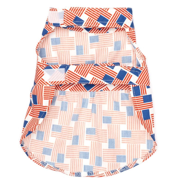 The Worthy Dog DRESSES Flag Patchwork Patriotic Red White Blue Dog Dress