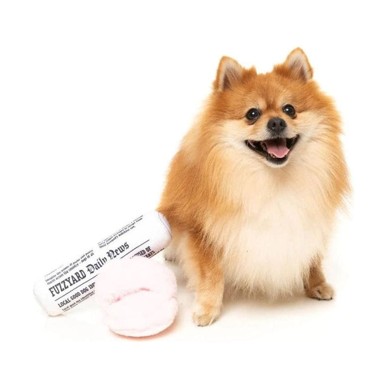 FuzzYard dog toys Fetch My Slippers & Paper Squeaky Plush Dog Toy Set - 2pk