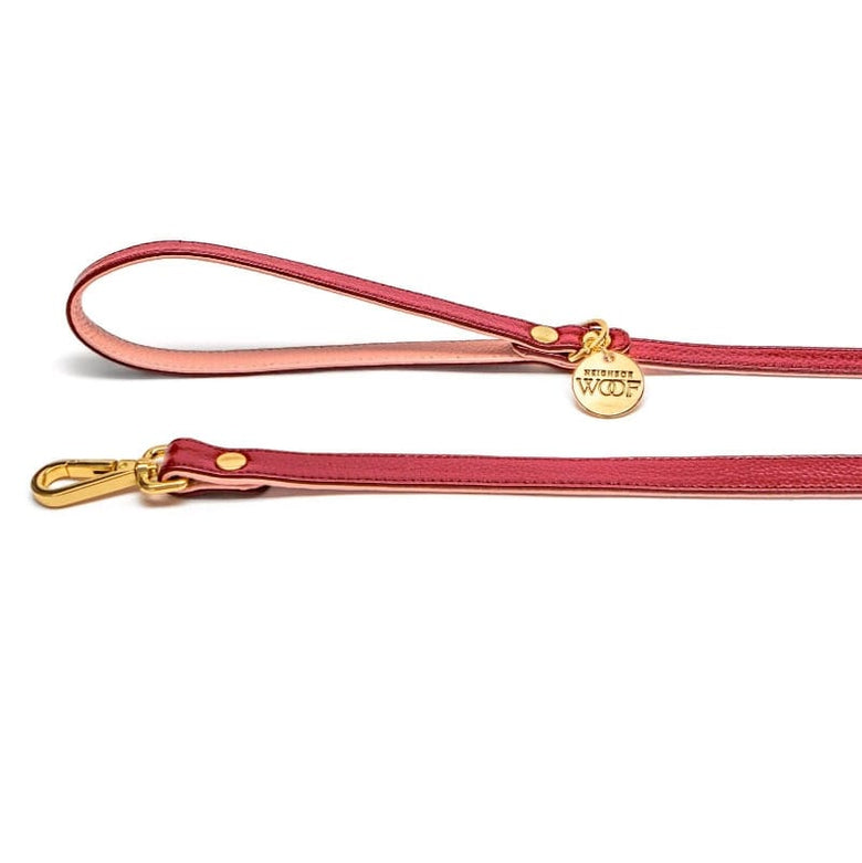 Neighborwoof Leashes Strawberries & Wine Handcrafted Leather Gold Hardware Dog Leash: 3/4"