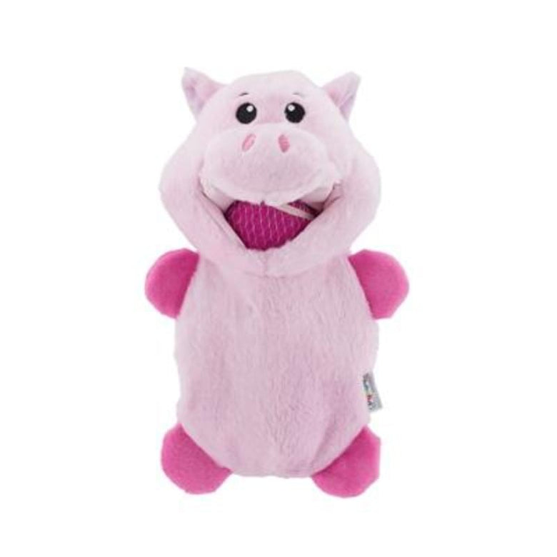 Outward Hound dog toys Ball Hogz Pink Piggy Hide and Seek with Tennis Balls Plush Dog Toy