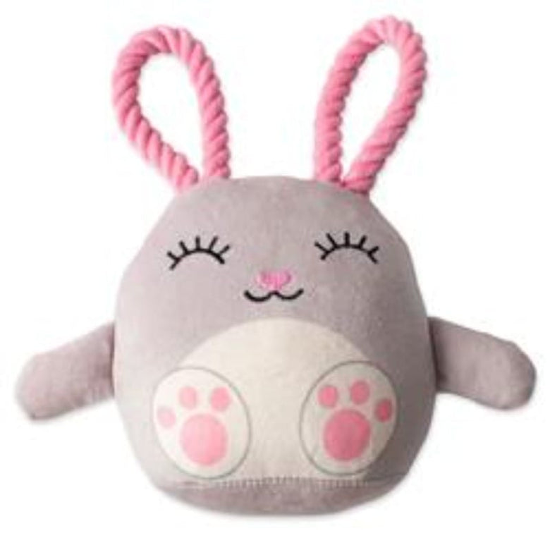 PetShop by Fringe Studio dog toys Ear-Resistible Bunny Rope Ears Spring Plush Squeak Dog Toy