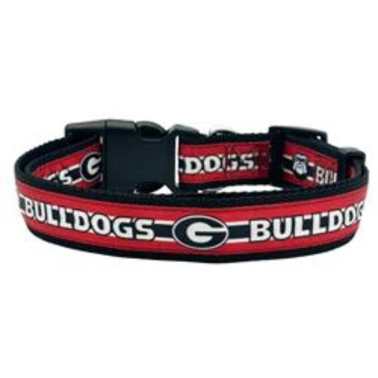 Pets First Collars Georgia Bulldogs Satin Dog Collar - 3 Sizes