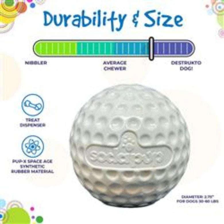 SodaPup dog toys Golf Ball Rubber Treat Dispenser & Enrichment Dog Toy