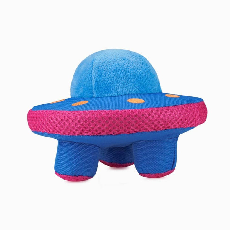 Hugsmart Products Inc dog toys Space Paws Blue Pink UFO Plush Dog Toy