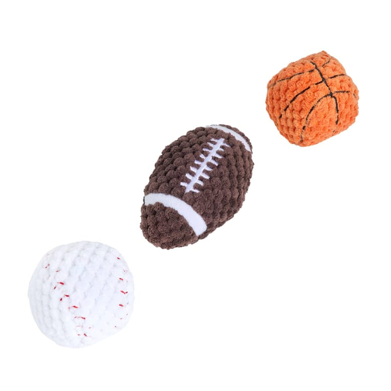 ZippyPaws dog toys SportsBallz Miniz Baseball, Football, Basketball Plush Dog Toy Set - 3 Pack
