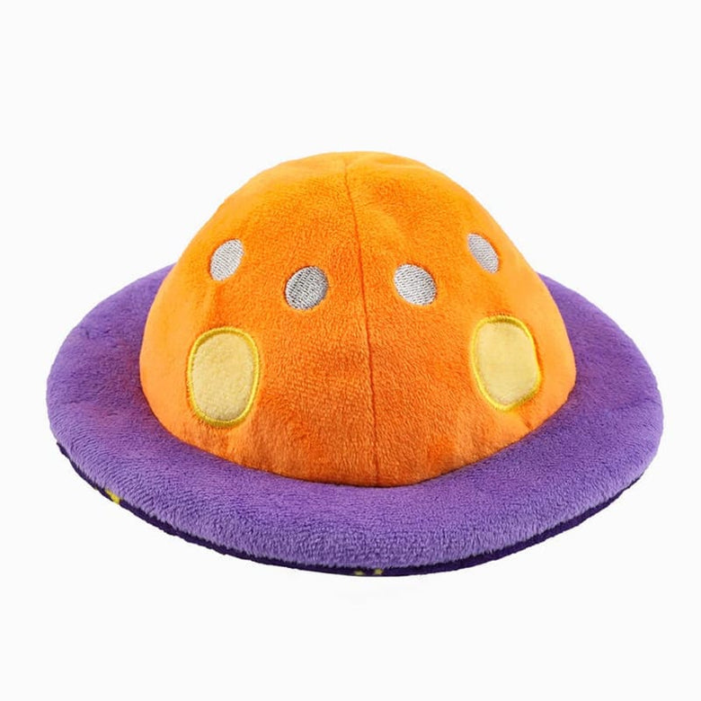 Hugsmart Products Inc dog toys Space Paws Purple Orange Flip the UFO Plush Dog Toy