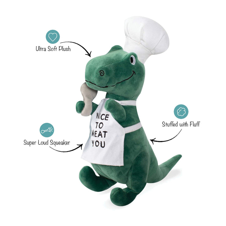 BBQ Rex Nice to Meat You Plush Squeaky Dog Toy