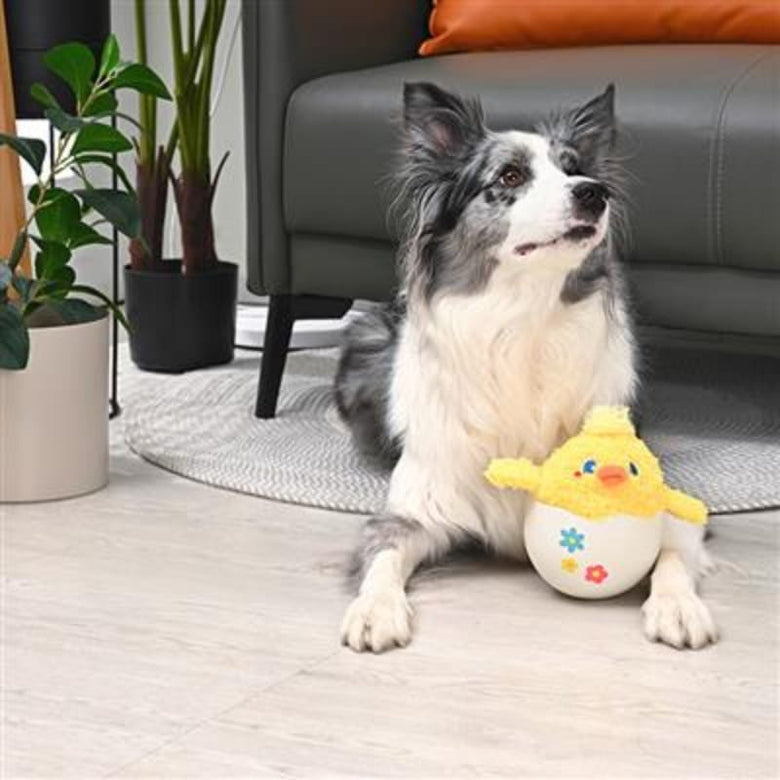 Hugsmart Products Inc Dog Toys Hoppin' Easter Baby Chick in Egg Spring Flowers Plush Squeak Dog Toy