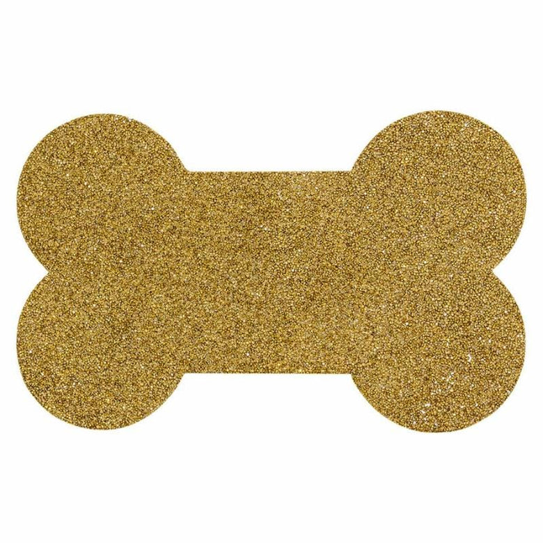 Sparkles Home Bowls - Feeders Gold Bling Stones Dog Bone Placemats in Gold or Silver