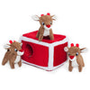 Holiday Christmas Burrow Reindeer Pen Interactive Plush Squeak Dog Toy Set - 4Pc