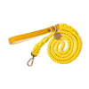 Neighborwoof Leashes Canary Yellow Rope Handcrafted Leather Gold Hardware Dog Leash