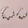 TM - JJPET Collars Heart with Bows and Paw Print Charms Faux Pearl Pet Necklace - 2 Colors