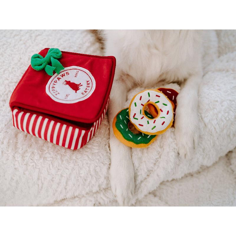 ZippyPaws dog toys Holiday Burrow Donutz Box Plush Dog Toy Set - 4 Pc