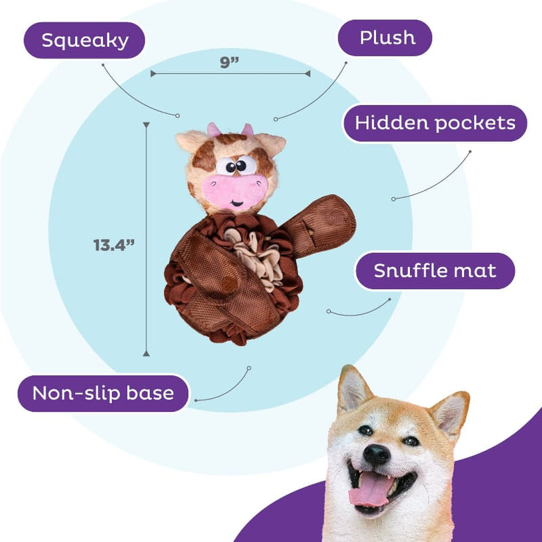Outward Hound dog toys Snuffle Palz Brown Cow Large Plush Interactive Dog Toy