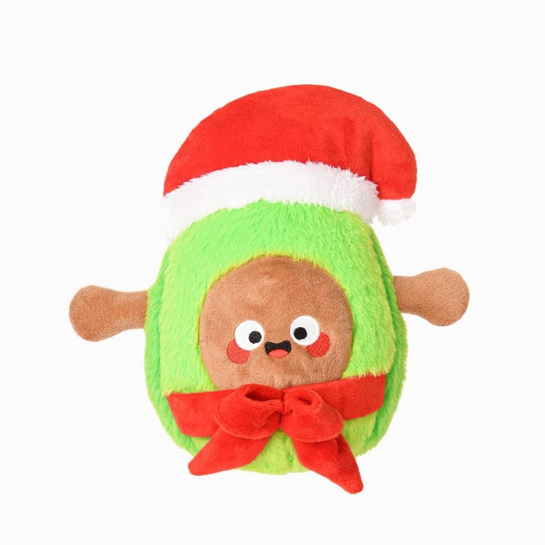 Hugsmart Products Inc dog toys Happy Woofmas Santa Avocado Plush Squeak Dog Toy