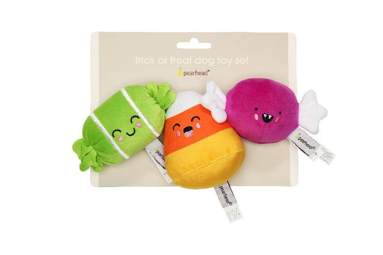Pearhead, Inc. dog toys Halloween Trick Or Treat Candy Squeak Plush Dog Toy Set - 3 Pc