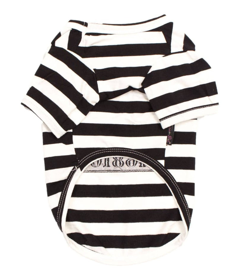 Parisian Pet® Tee's Furry Inmate Black & White Striped Funny Costume Dog T-Shirt