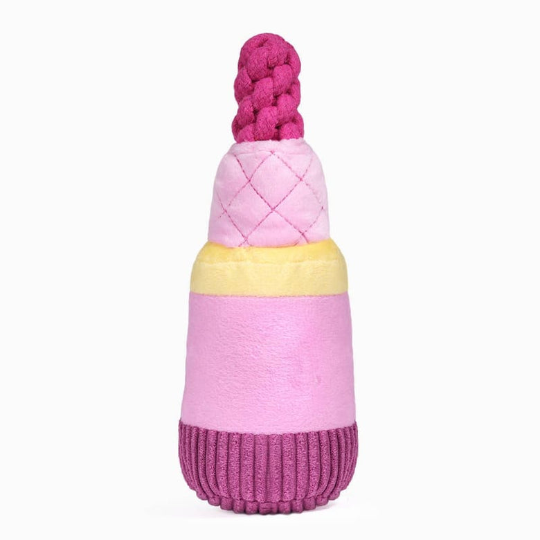 Hugsmart Products Inc Dog Toys Makeup Collection Pink Lip Stick Rope Plush Squeak Dog Toy