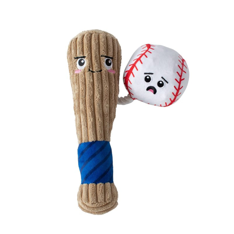 Petshop by Fringe Studio Dog Toys Batter Up Baseball Bat Ball Plush Squeak Dog Toy