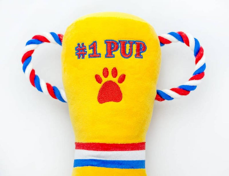 Thoozy dog toys #1 PUP Trophy Rope Tug Plush Squeaky Dog Toy - 9"